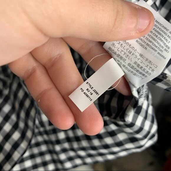 Madewell Surplice Black & White Gingham Short Sleeve Wrap Tie Top Size XXS - Picture 6 of 8